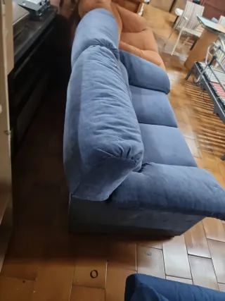 Sofá 2 plazas azul de tela