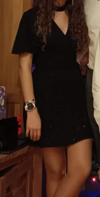 Vestido fiesta negro brillante