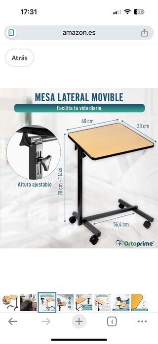 Mesa plegable auxiliar con ruedas (ortopedia)
