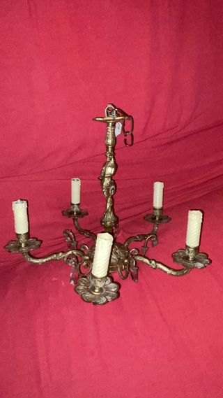 Lámpara araña bronce 6 brazos cristal