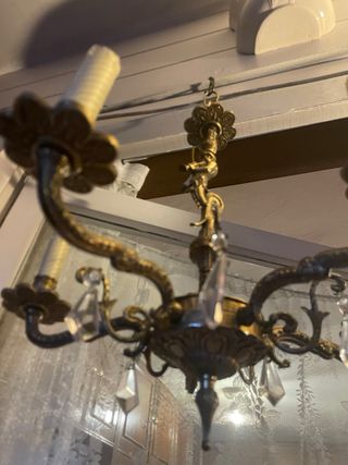 Lámpara araña bronce 6 brazos cristal