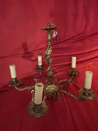 Lámpara araña bronce 6 brazos cristal