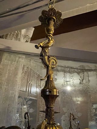 Lámpara araña bronce 6 brazos cristal