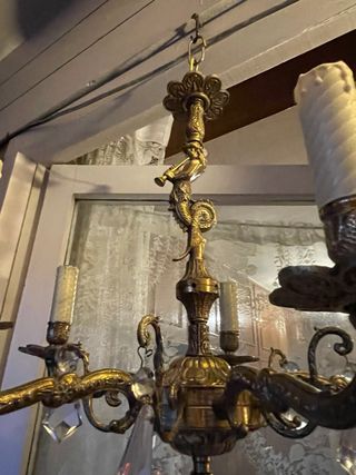 Lámpara araña bronce 6 brazos cristal