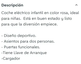 Coche eléctrico infantil rosa