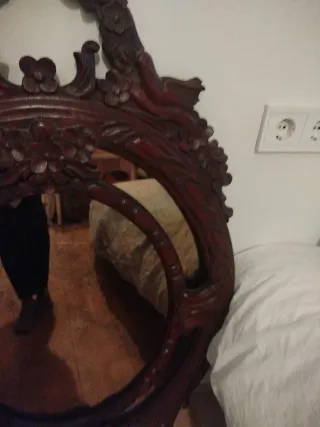 Espejo antiguo madera tallada