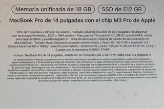 MacBook Pro Apple Plata 14 pulgadas,con Chip M3Pro