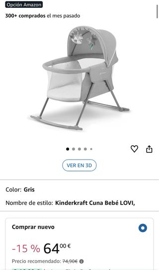 Cuna moisés Kinderkraft LOVI gris