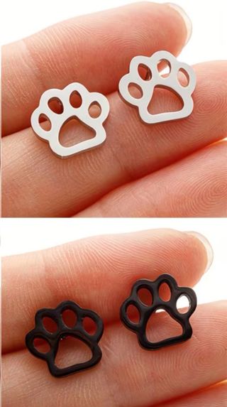 Pendientes Patas de Perro Plata y Negro