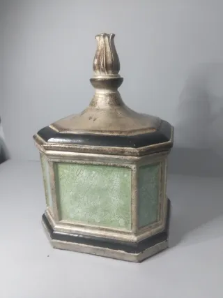 Jarrón Decorativo Cerámica gris y Verde