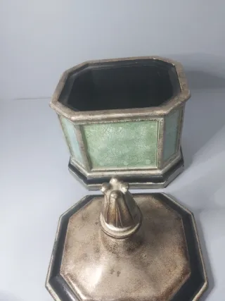 Jarrón Decorativo Cerámica gris y Verde