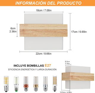 Applique da Parete Toolight, 12W, 3 Colori Luce, Regolabile, Vintage