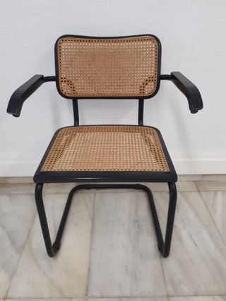 SILLA CESCA diseño Marcel Breuer. Rattan negra.
