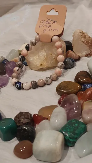 Pulsera Cebra Rosa Ojo Fatima 8mm