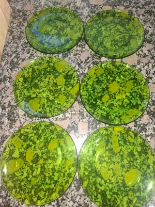 6 Piatti Duralex in Vetro Blu/Verde