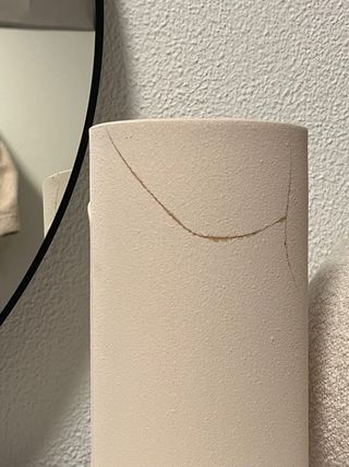 Jarrón Beige Cara Abstracta Cerámica