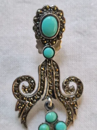 PENDIENTES PLATA CON TURQUESAS Y MARCASITAS