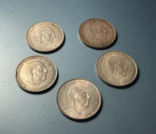 5 Monedas Plata Franco 1966