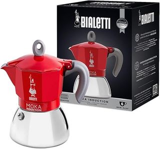 Bialetti - Cafetera Moka de Inducción, Adecuada para todo tipo de Placas, 6 Tazas de Café Espresso (280 Ml), Rojo