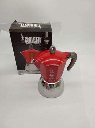 Bialetti - Cafetera Moka de Inducción, Adecuada para todo tipo de Placas, 6 Tazas de Café Espresso (280 Ml), Rojo