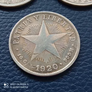 3 Monedas de Plata de Cuba 1915-1920