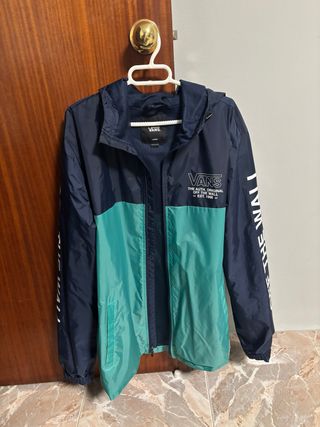 Chaqueta cortavientos Vans azul y verde Talla L