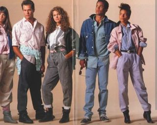 Abbigliamento vintage donna blu e rosa