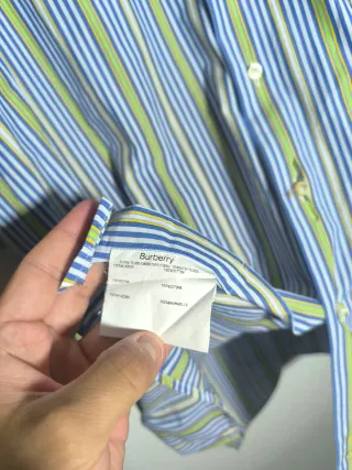 Camisa Burberry Rayas Azul y Verde