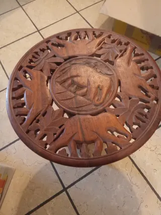 Tavolino Africano Intagliato Legno