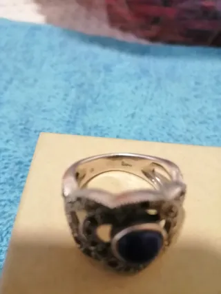 Anillo Plata Ley Sello Lapis Lazuli