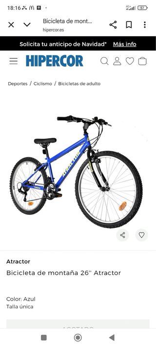Bicicleta de montaña azul Atractor usado una vez