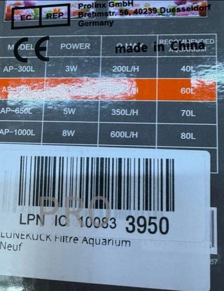 Filtro per Acquario 60L