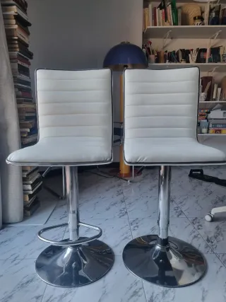 4 Sedie da Bar Pelle Bianca