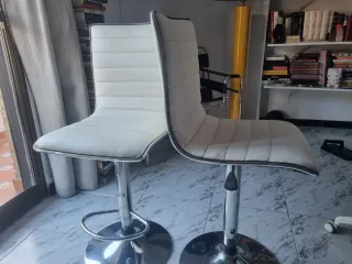 4 Sedie da Bar Pelle Bianca