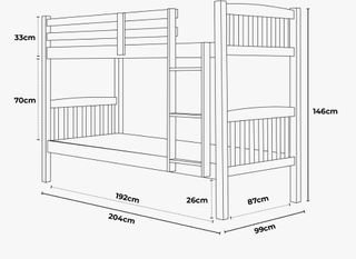 Litera de madera blanca