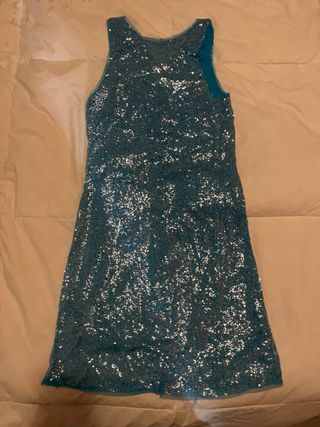 Vestido Mango lentejuelas turquesa Talla XS