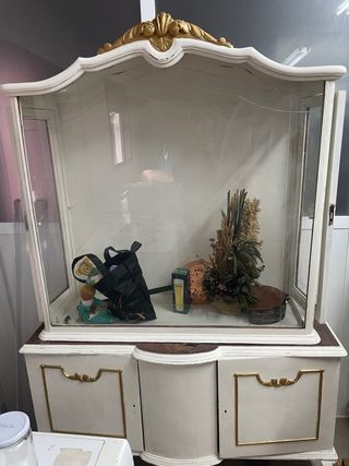 Aparador Vintage Madera y Cristal Dorado