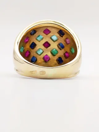 Anillo de Oro 18k con rubíes, zafiros y esmeraldas