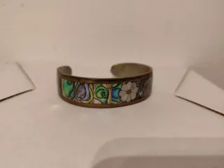 Pulsera alpaca Mexicana Abalone Flor