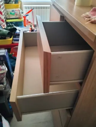 Cómoda Malm 6 cajones roble tinte blanco