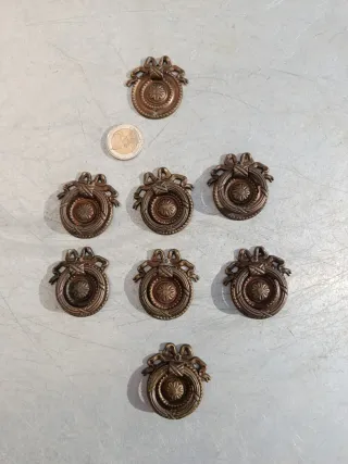 Lote 7 Tiradores Antiguos Muebles Metal