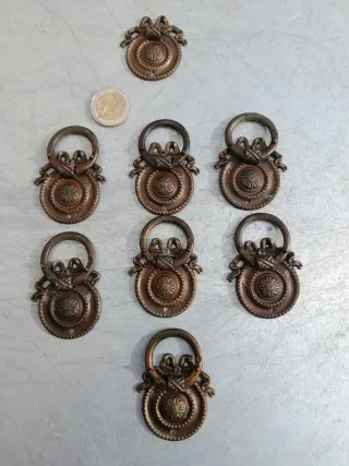 Lote 7 Tiradores Antiguos Muebles Metal