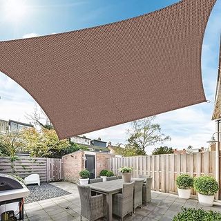 Duerer Toldo Vela de Sombra Rectangular 3.6x4.8m, 95% de Protección UV, 185g/m² Densidad para Patio Jardín Pérgola Exterior Terr