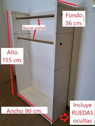 ARMARIO VESTIDOR PERCHERO con RUEDAS.