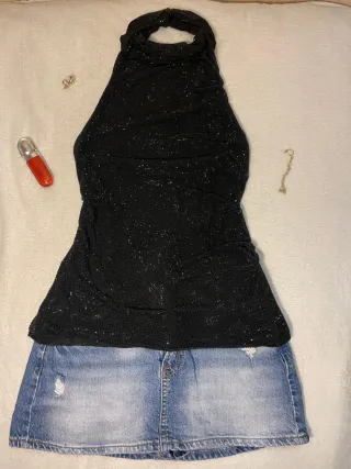 Top Zara brillos espalda descubierta