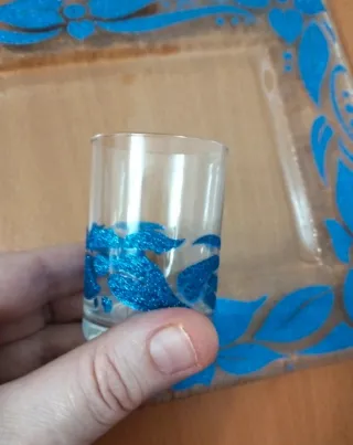 Vassoio e 6 bicchieri di cristallo da shot