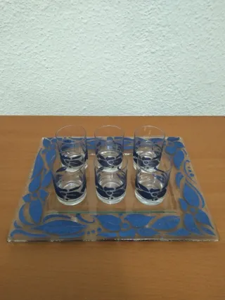 Vassoio e 6 bicchieri di cristallo da shot