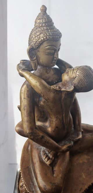 Escultura Yab-Yum Samantabhadra,latón