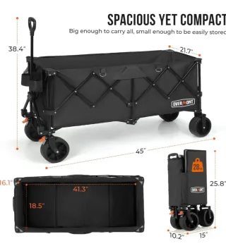 Carrito plegable OVERMONT XL Negro