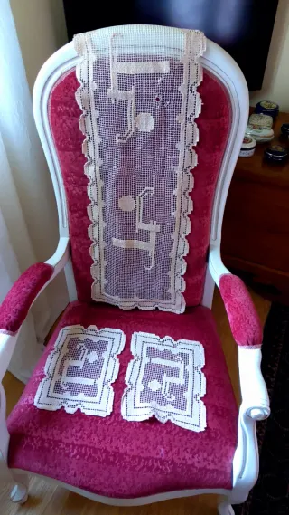 Centrini antichi in pizzo di cotone e lino 3 pezzi